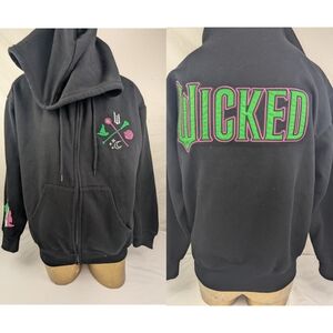 Wicked For Good NWT Womens Black Hoodie With Embroidered Patch Graphics Medium